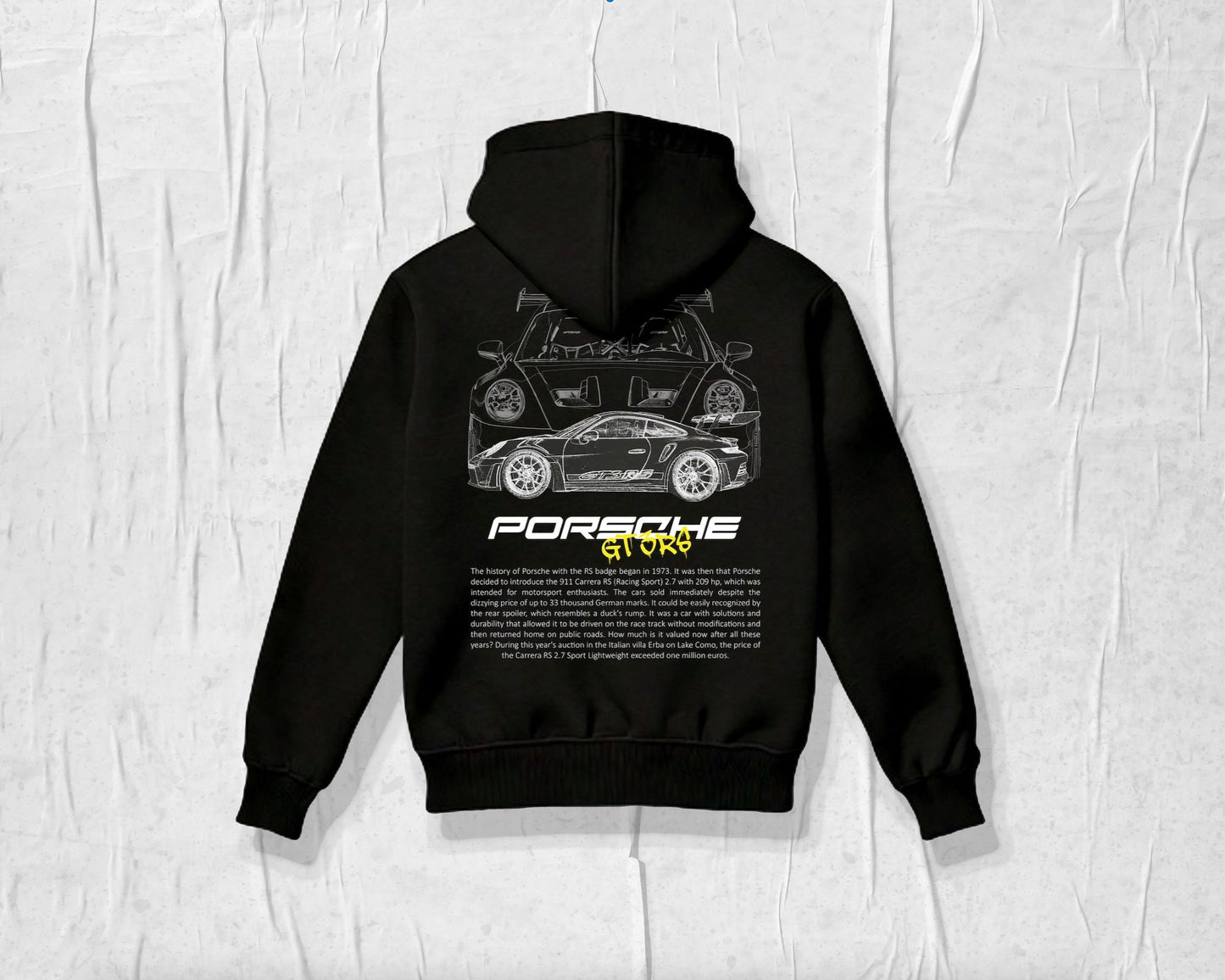 Bluza z kapturem Porsche GT3RS – Czarny Oversize